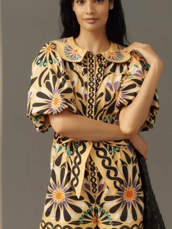 FARM Rio Tops - Farm Rio x Anthropologie Puff-Sleeve Printed Romper